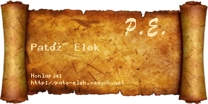 Pató Elek névjegykártya